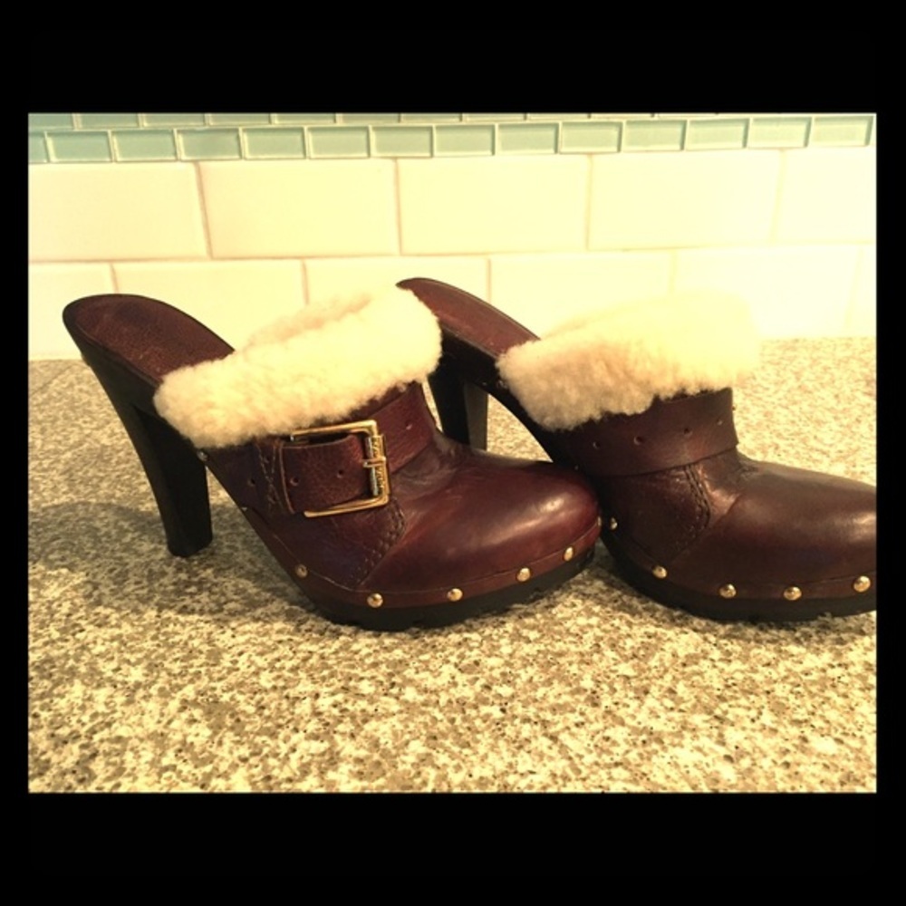 Michael Kors brown leather shearling lined miles
